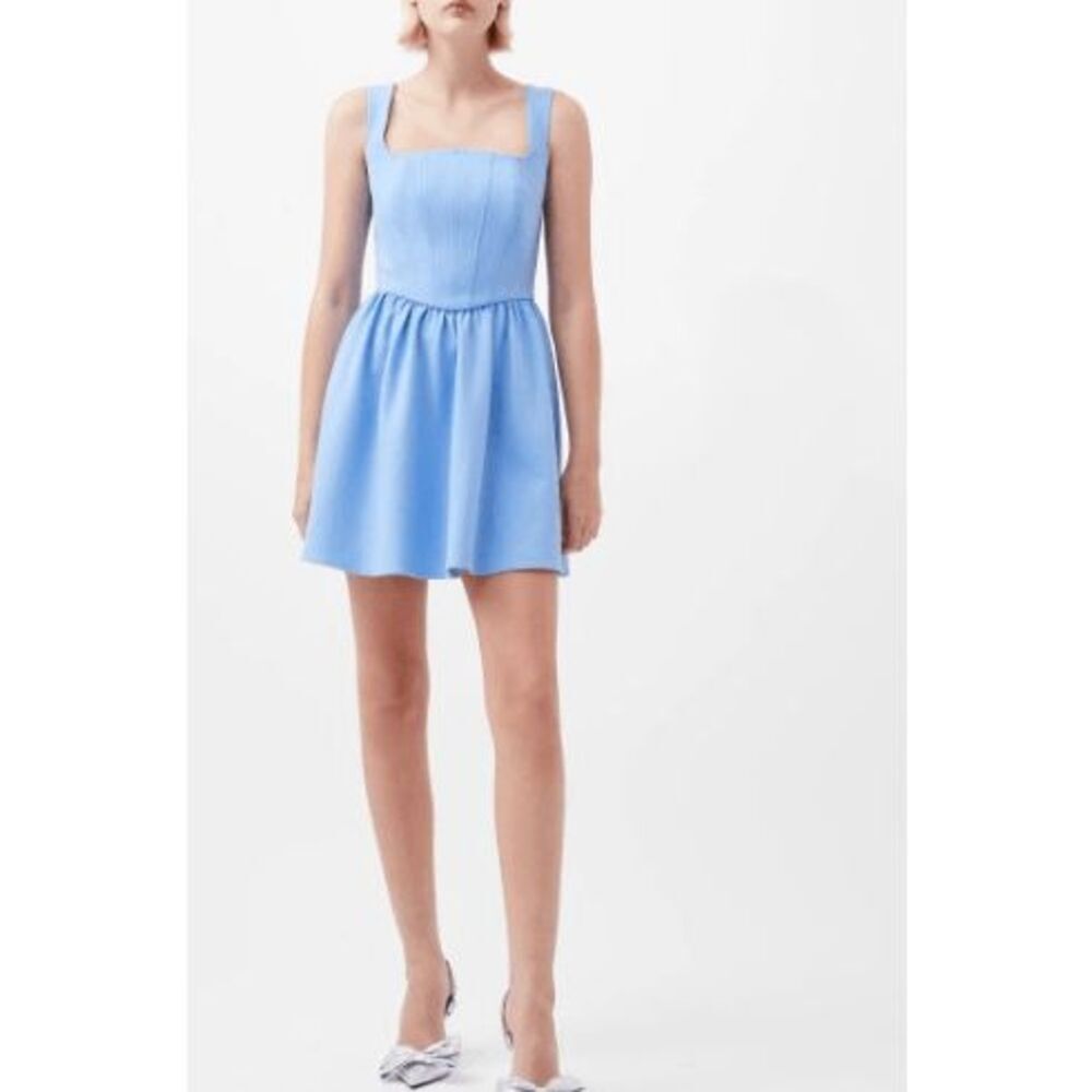French Connection Women's Size 8 Dusted Blue Whisper Scoop Neck Corset Dress